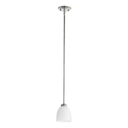Quorum One Light Satin Opal Glass Classic Nickel Down Mini Pendant 3060-64